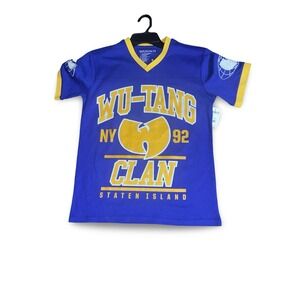 WU TANG CLAN NY 92 STATEN ISLAND JERSEY SHIRT‎ BLUE YELLOW SIZE S RETRO NWT